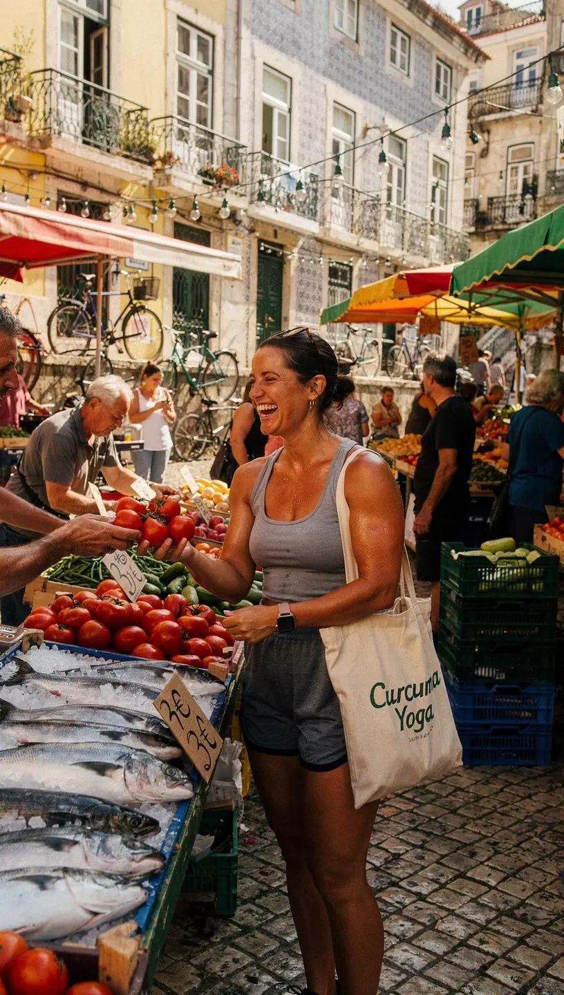 Cesta de produtos naturais, incluindo peixes e especiarias, destacando a conexão entre alimentação e saúde.