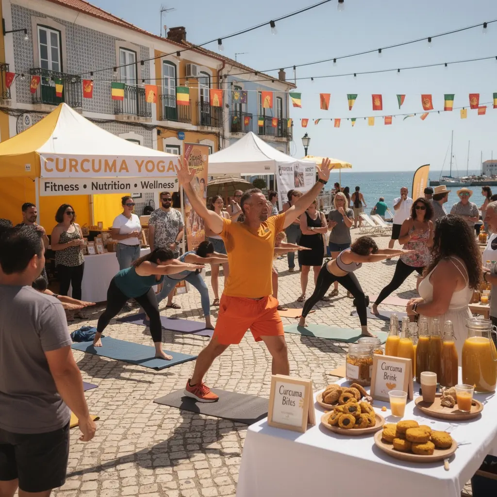 Praticante de yoga em um ambiente ao ar livre, rodeado por plantas e natureza.